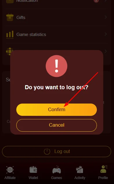Confirm to log out